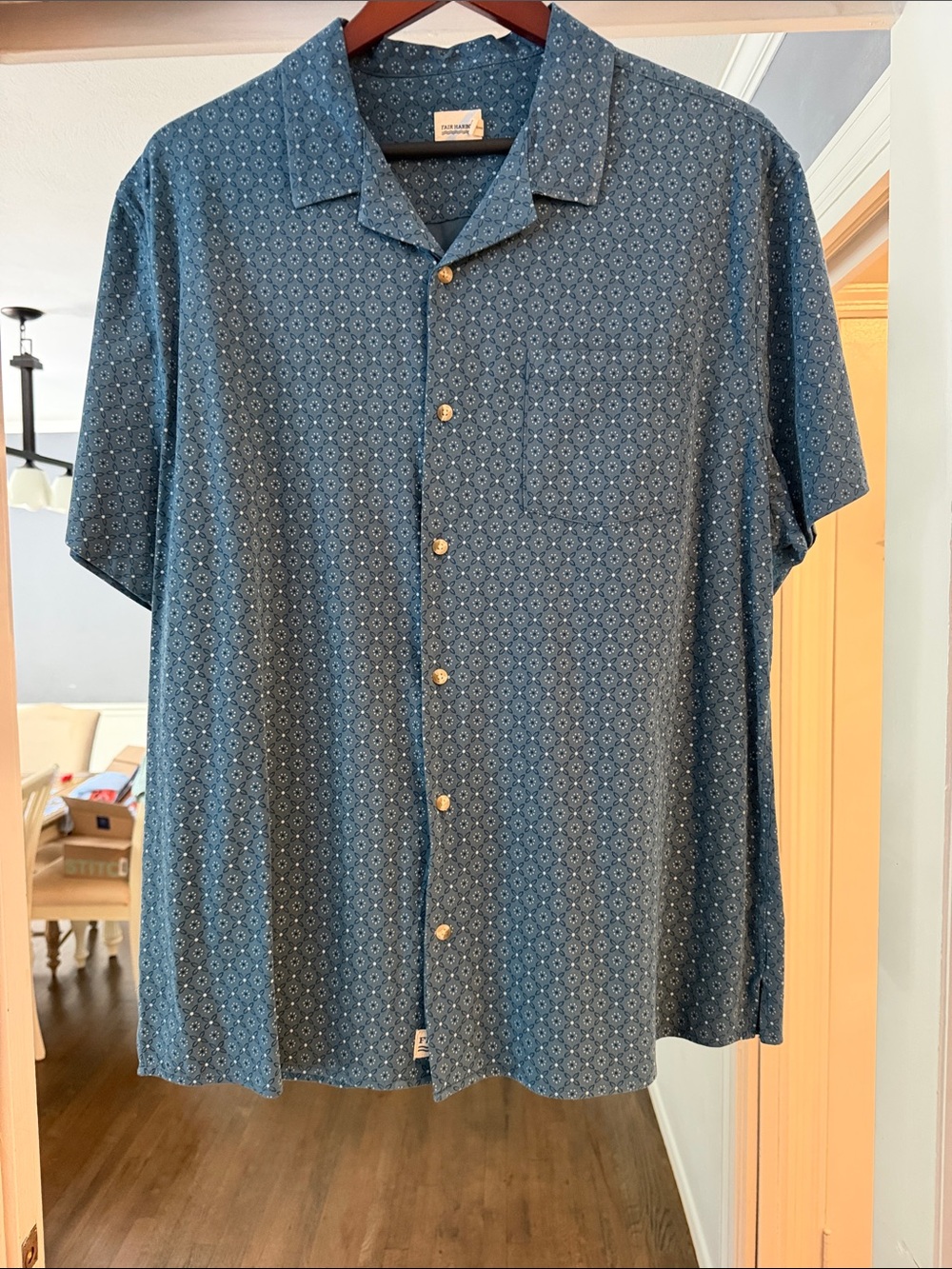 Men’s Fair Harbor Short Sleeve Button Up Shirt in Blue